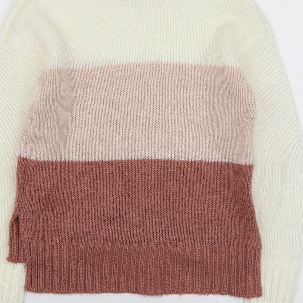 New Look Girls Multicoloured Round Neck Striped Acrylic Pullover Jumper Size 10-11 Years