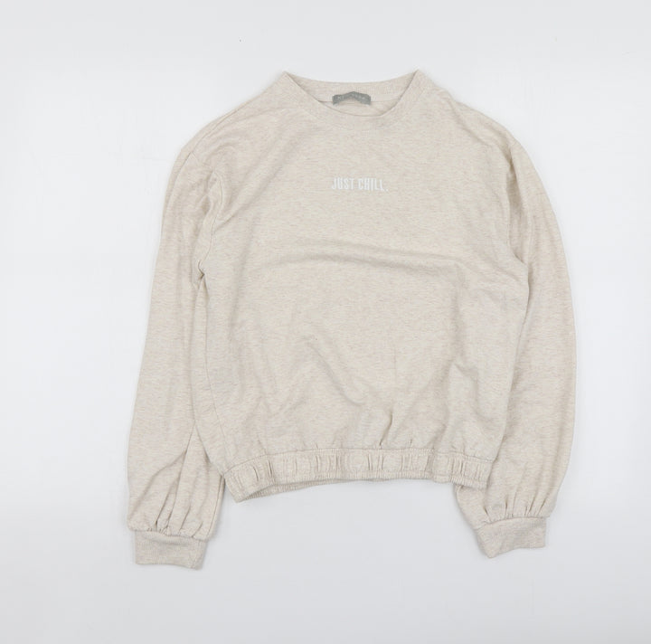 New Look Womens Beige Polyester Pullover Sweatshirt Size 8