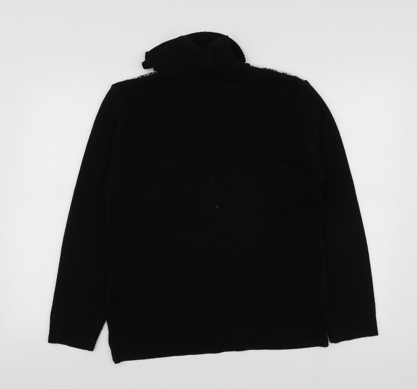 Lizzi Womens Black Roll Neck Geometric Acrylic Pullover Jumper Size M