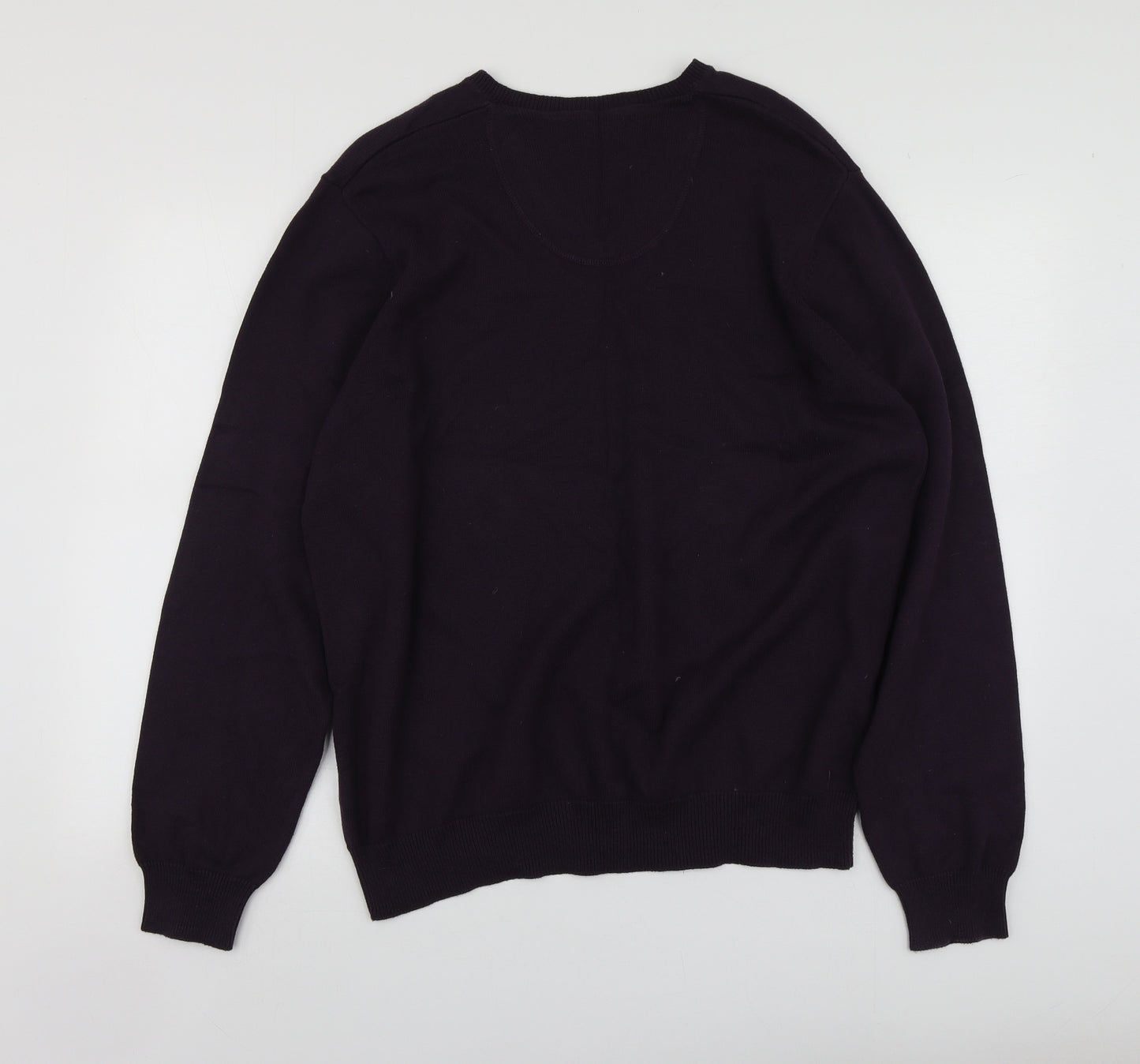 Blue Harbour Mens Purple V-Neck  Cotton Pullover Jumper Size XL