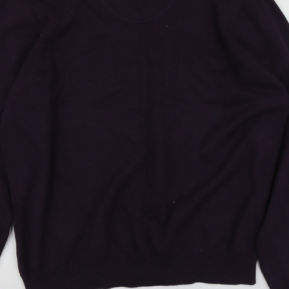 Blue Harbour Mens Purple V-Neck  Cotton Pullover Jumper Size XL