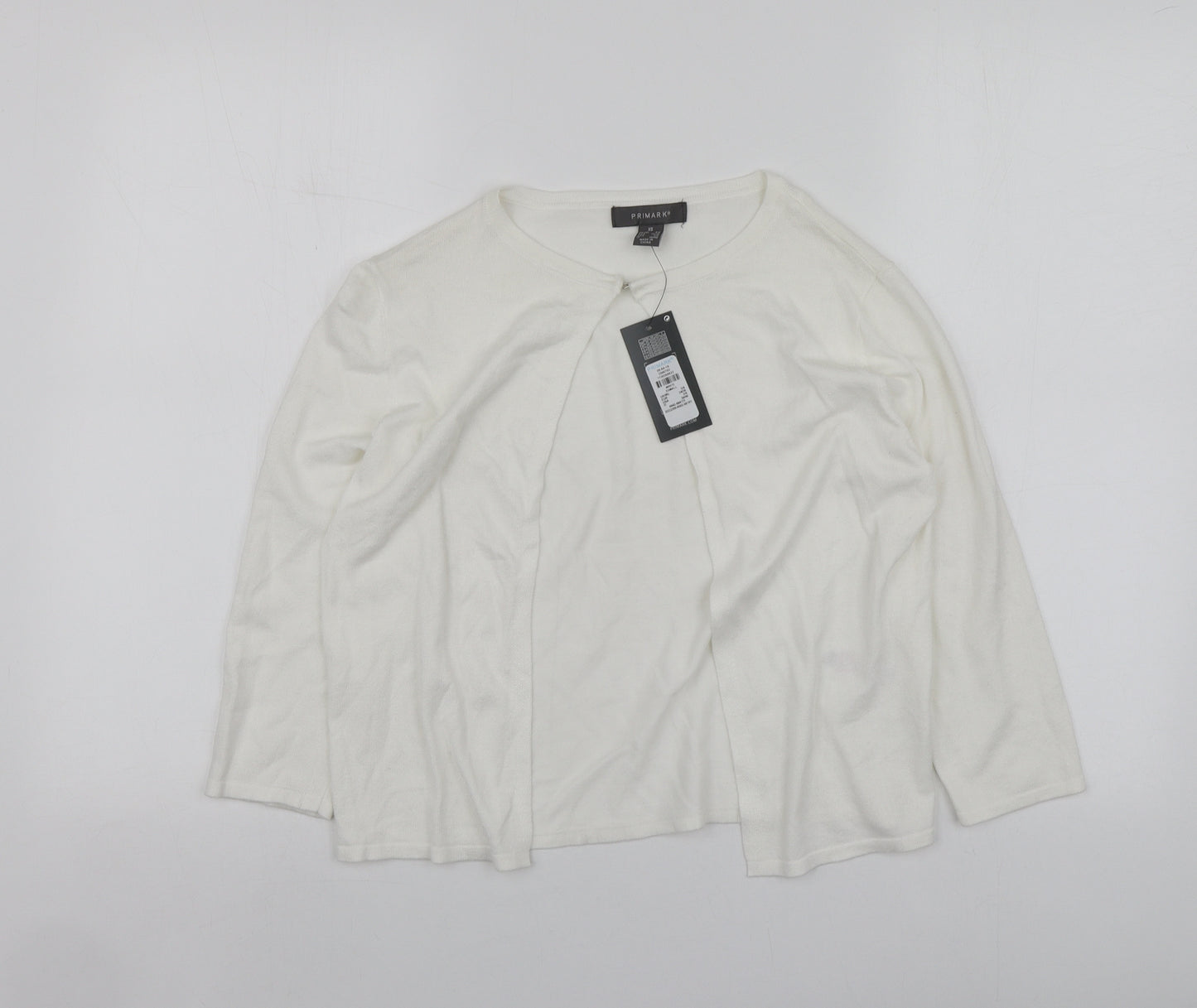 Primark Womens White V-Neck  Viscose Cardigan Jumper Size XS