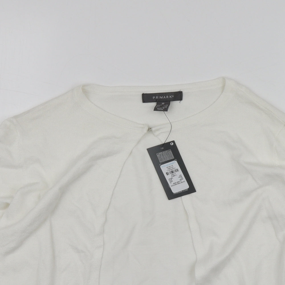Primark Womens White V-Neck  Viscose Cardigan Jumper Size XS