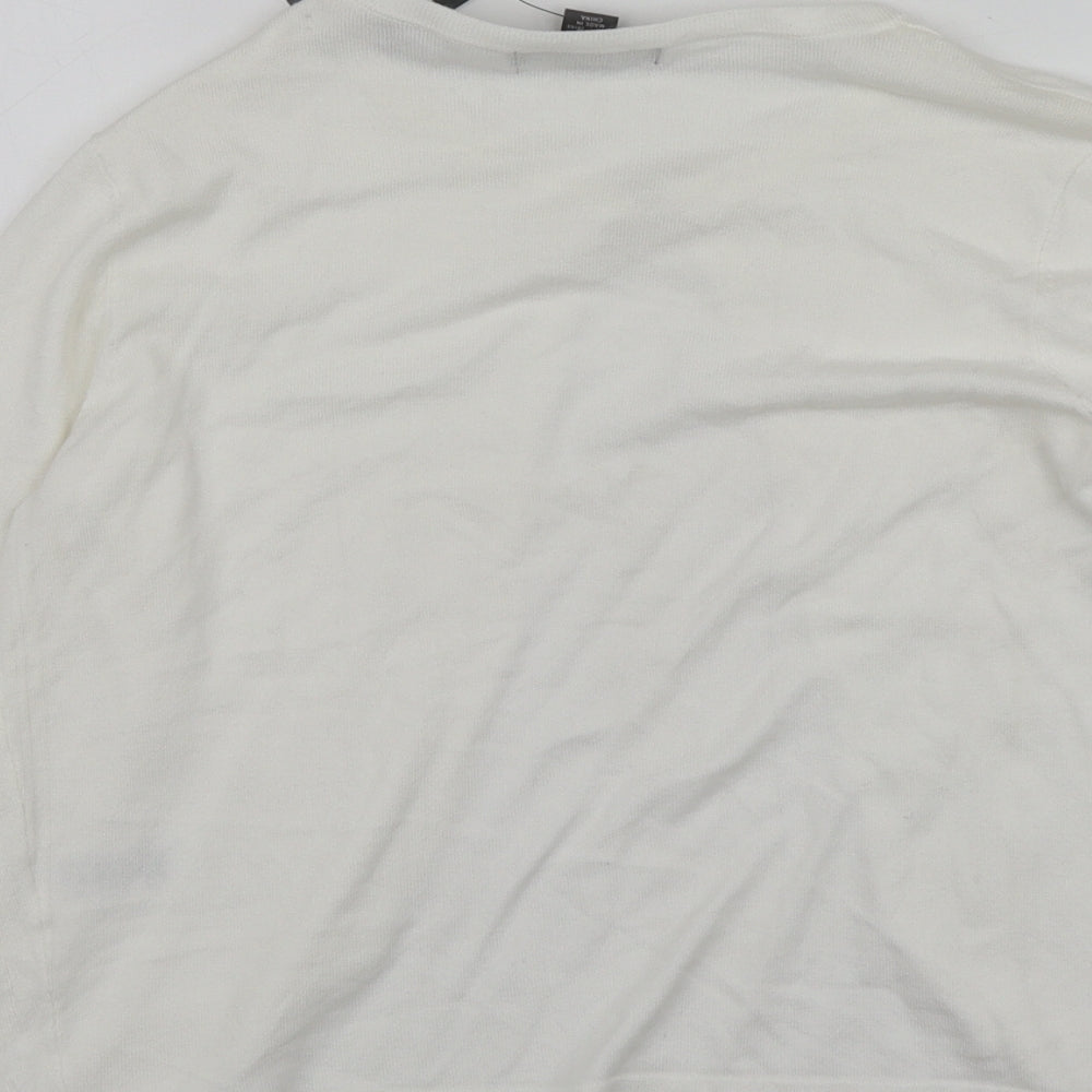 Primark Womens White V-Neck  Viscose Cardigan Jumper Size XS