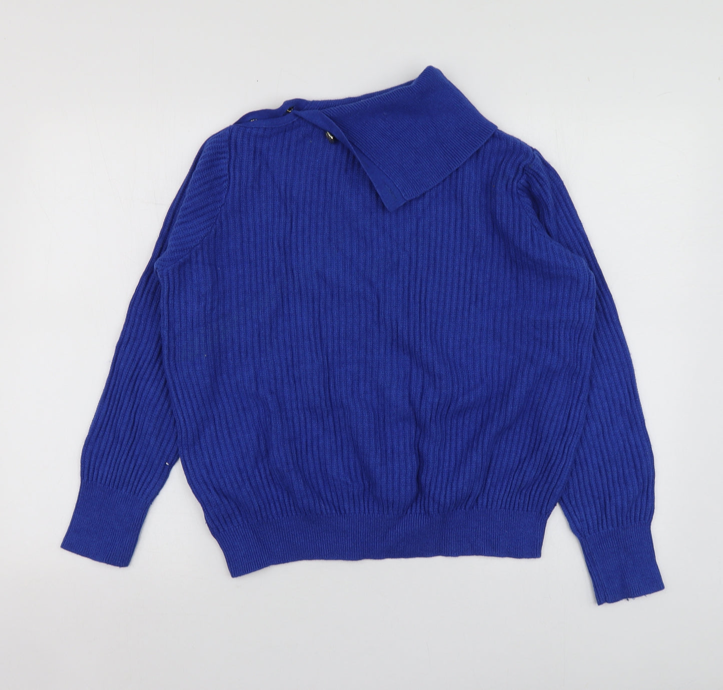 Per Una Womens Blue High Neck  Viscose Pullover Jumper Size 14