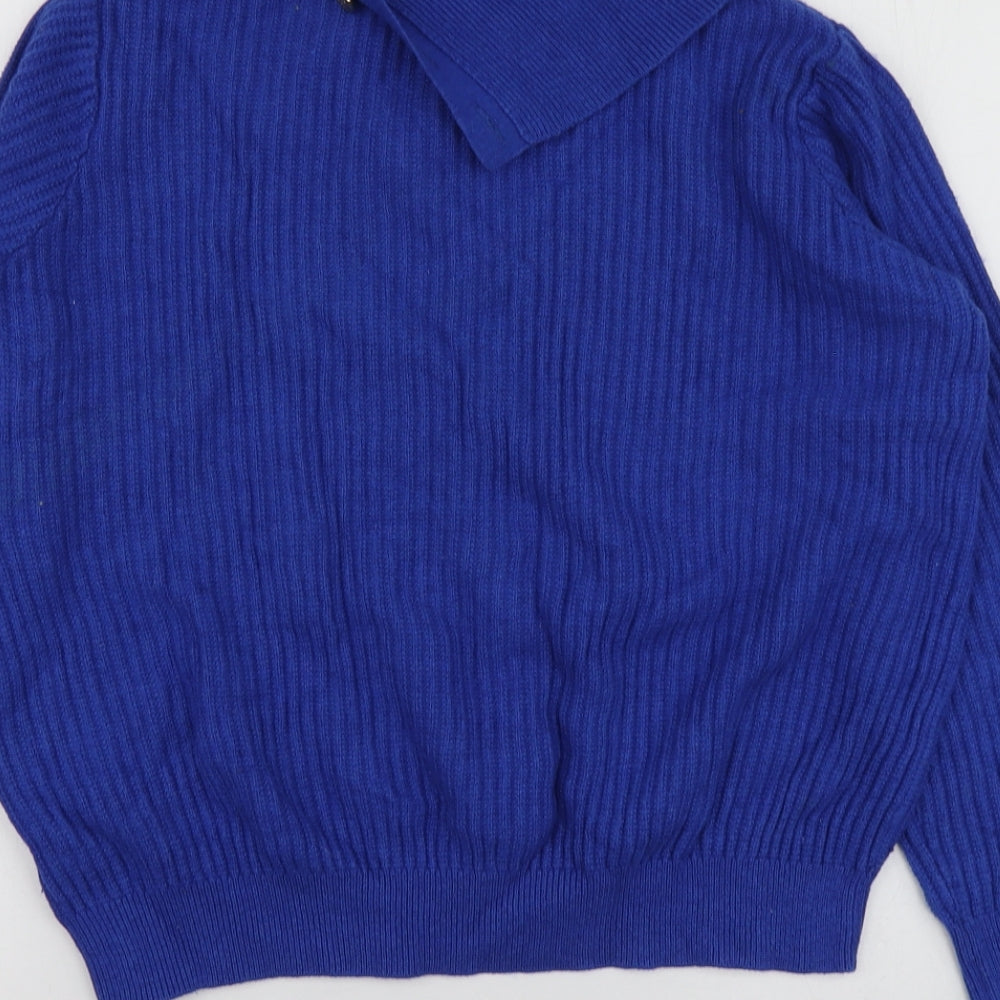 Per Una Womens Blue High Neck  Viscose Pullover Jumper Size 14