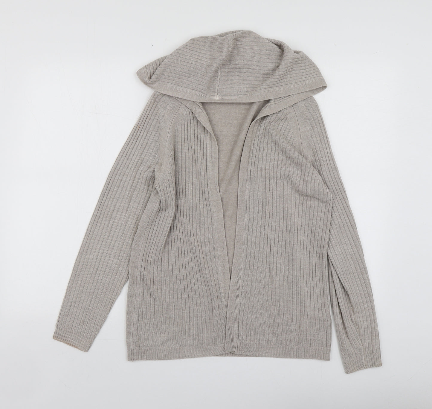 M&S Womens Beige V-Neck  Acrylic Cardigan Jumper Size S