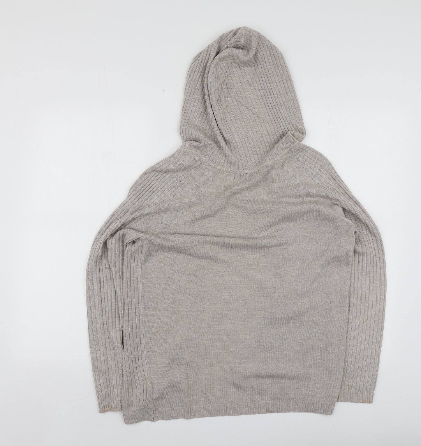 M&S Womens Beige V-Neck  Acrylic Cardigan Jumper Size S