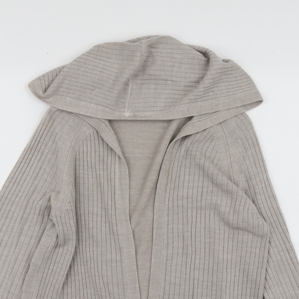 M&S Womens Beige V-Neck  Acrylic Cardigan Jumper Size S