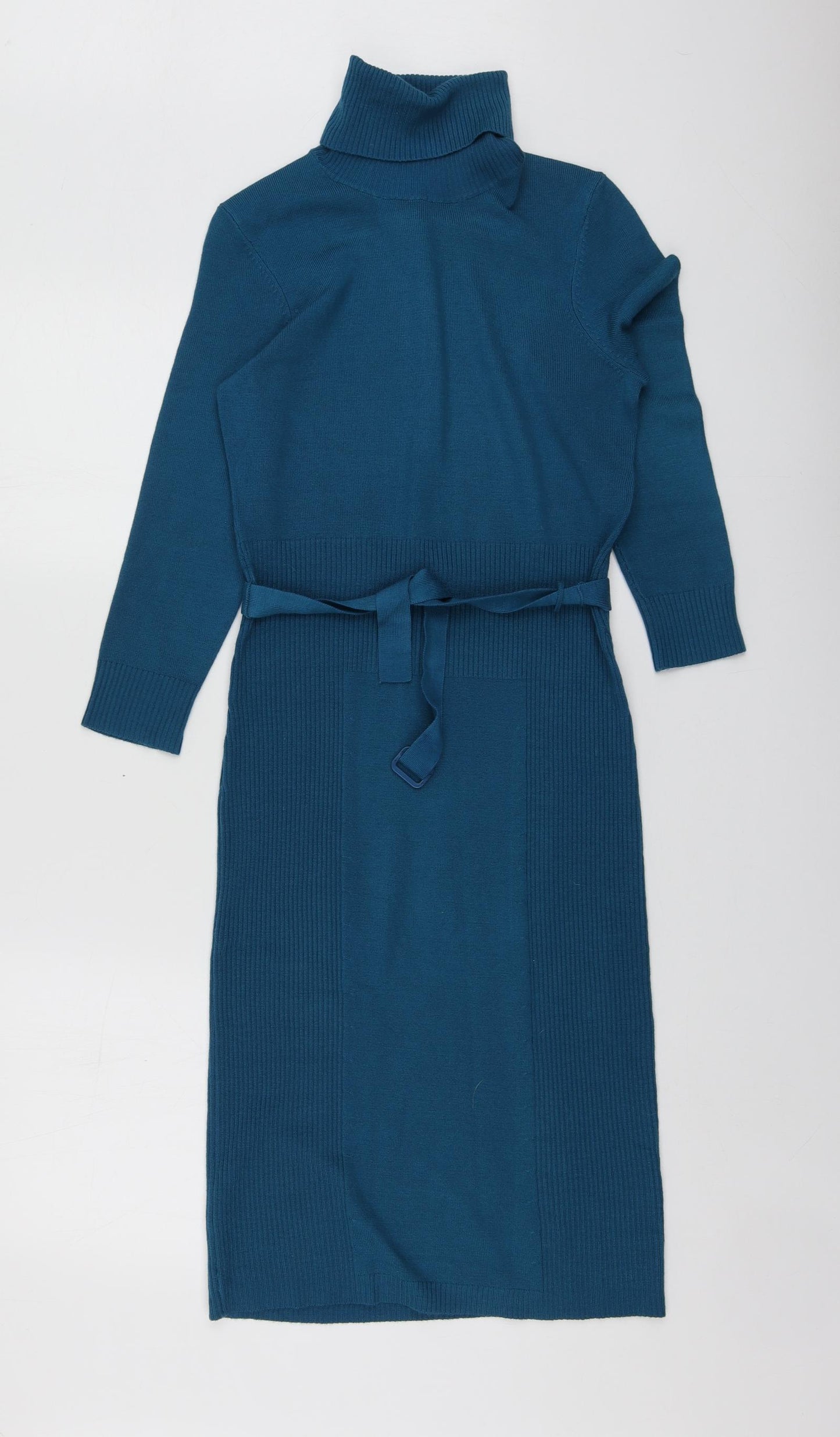 Oasis Womens Blue  Acrylic Jumper Dress  Size 10  Roll Neck