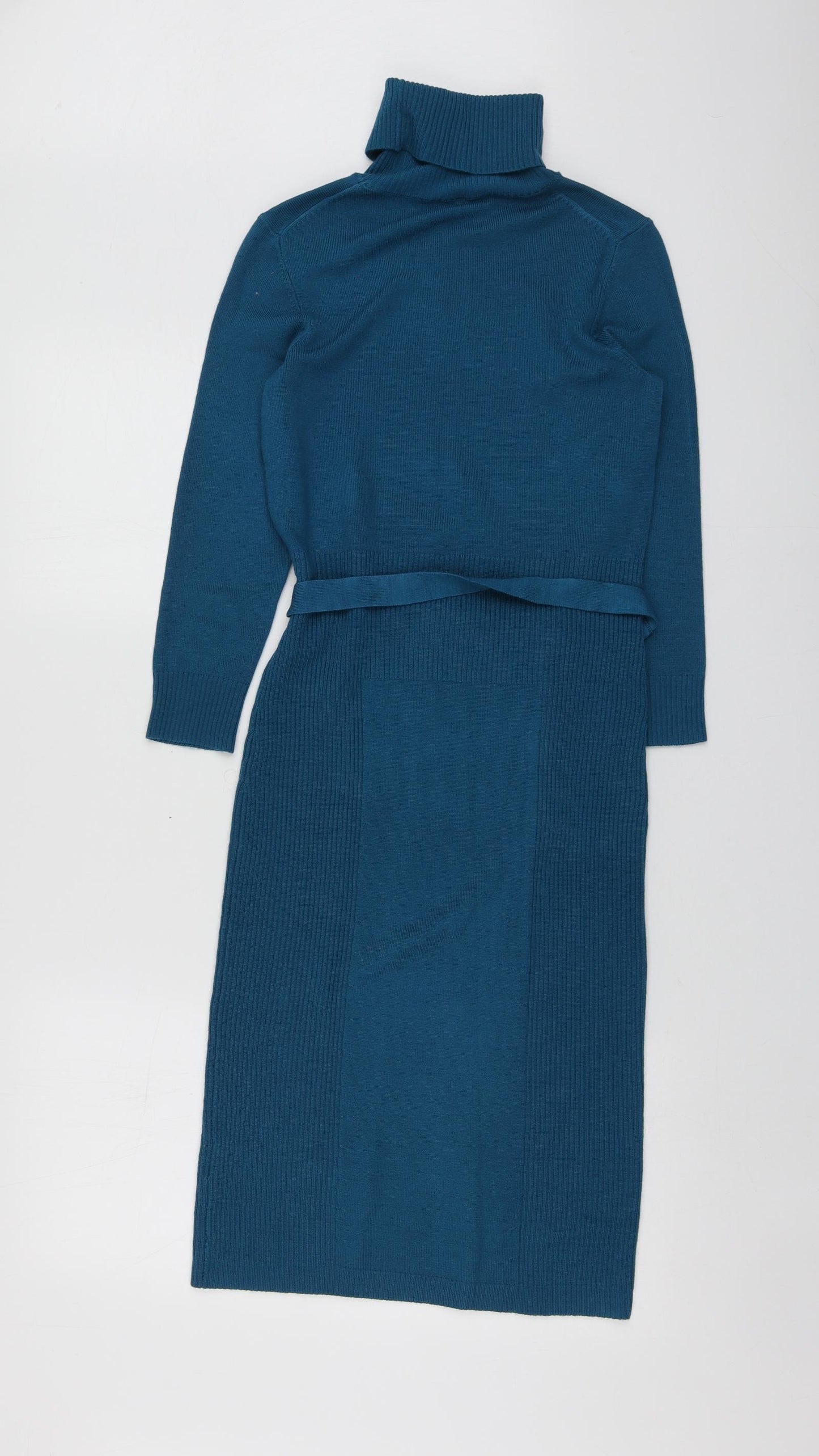 Oasis Womens Blue  Acrylic Jumper Dress  Size 10  Roll Neck