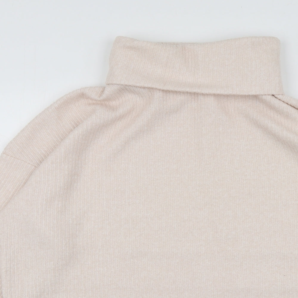 New Look Womens Pink Roll Neck  Polyester Henley Jumper Size L
