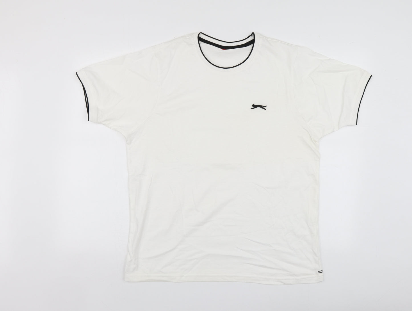 Slazenger Mens White  Cotton  T-Shirt Size L Round Neck