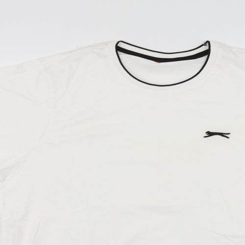 Slazenger Mens White  Cotton  T-Shirt Size L Round Neck