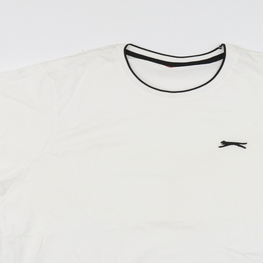 Slazenger Mens White  Cotton  T-Shirt Size L Round Neck