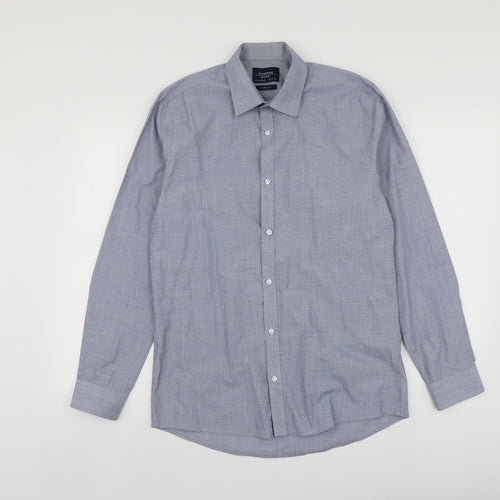 F&F Mens Blue  Polyester  Button-Up Size 15 Collared