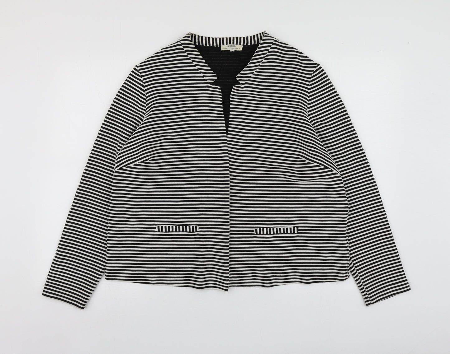 Papaya Womens Black Striped  Jacket Blazer Size 20
