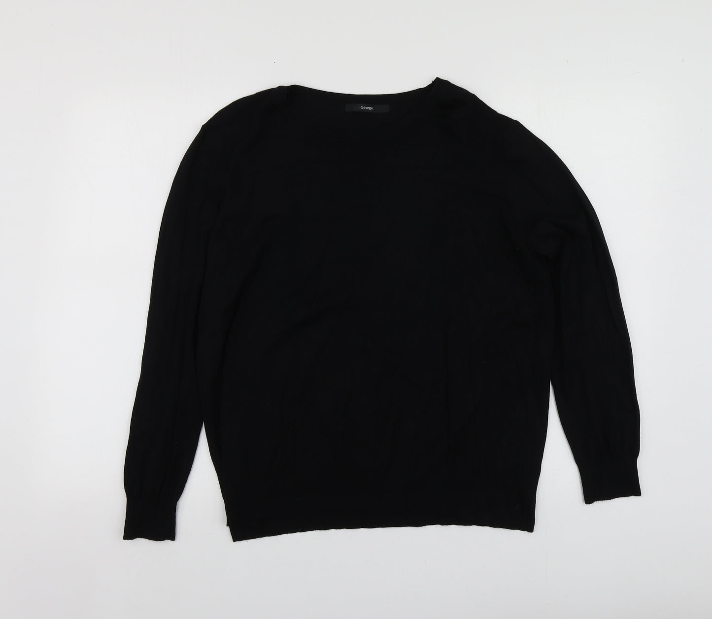 George Womens Black Round Neck  Viscose Pullover Jumper Size 18