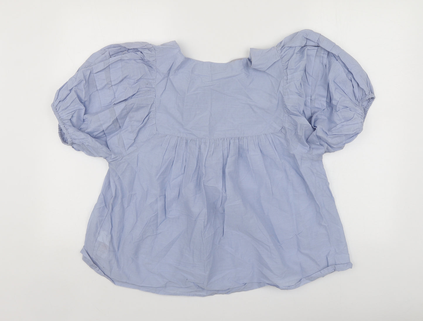 F&F Womens Blue  Cotton Basic Blouse Size 14 Round Neck