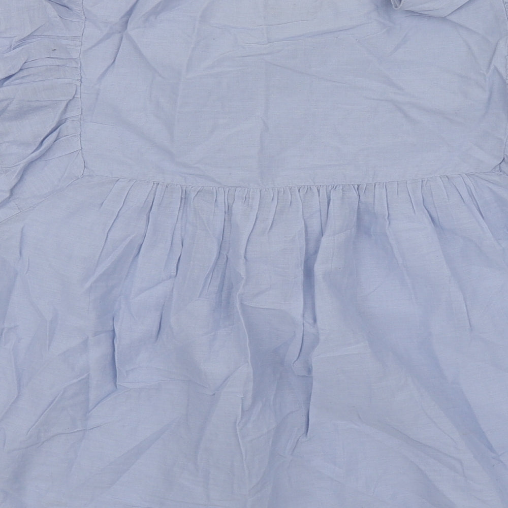 F&F Womens Blue  Cotton Basic Blouse Size 14 Round Neck