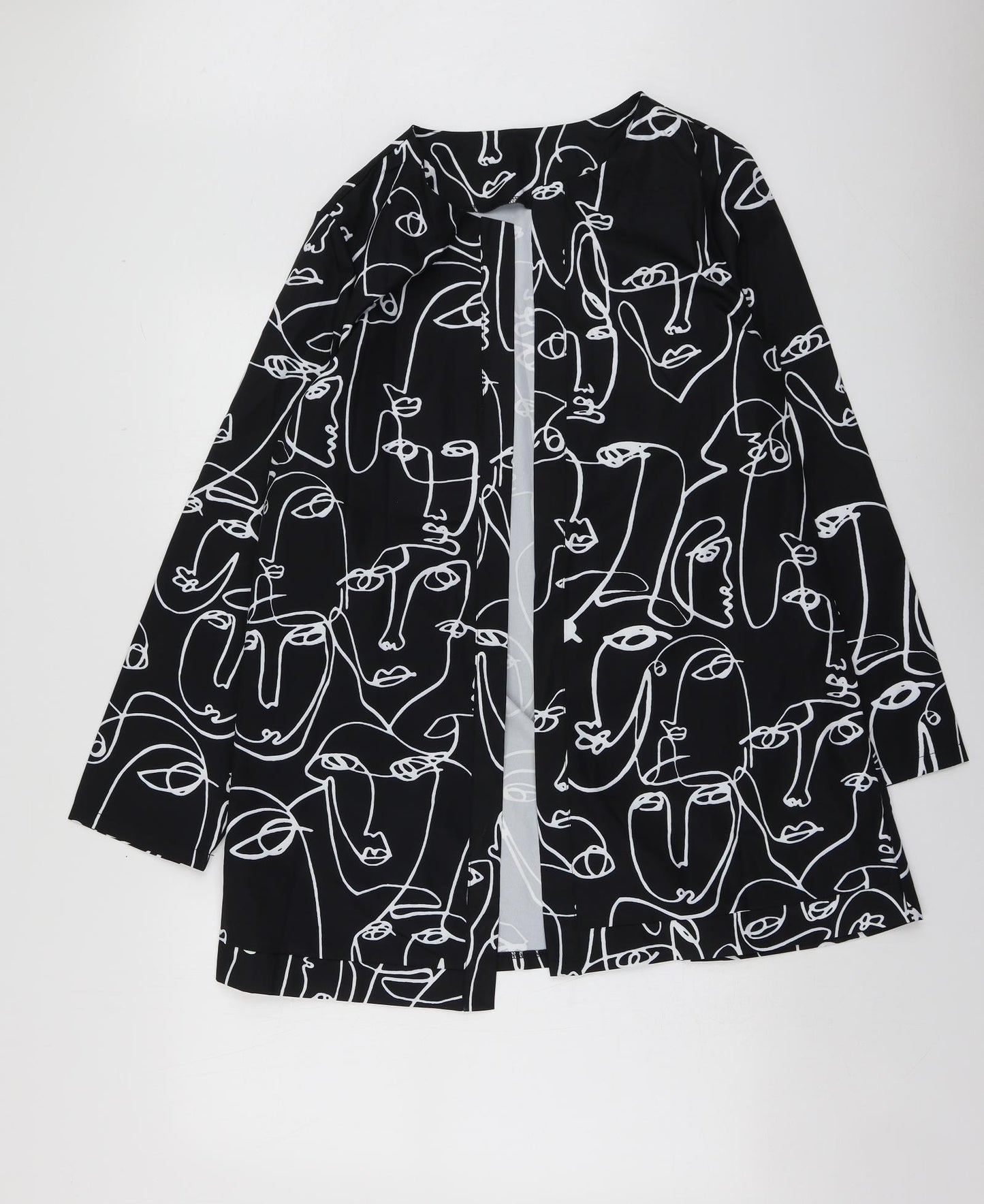 Emery Rose Womens Black Geometric  Jacket Blazer Size XL