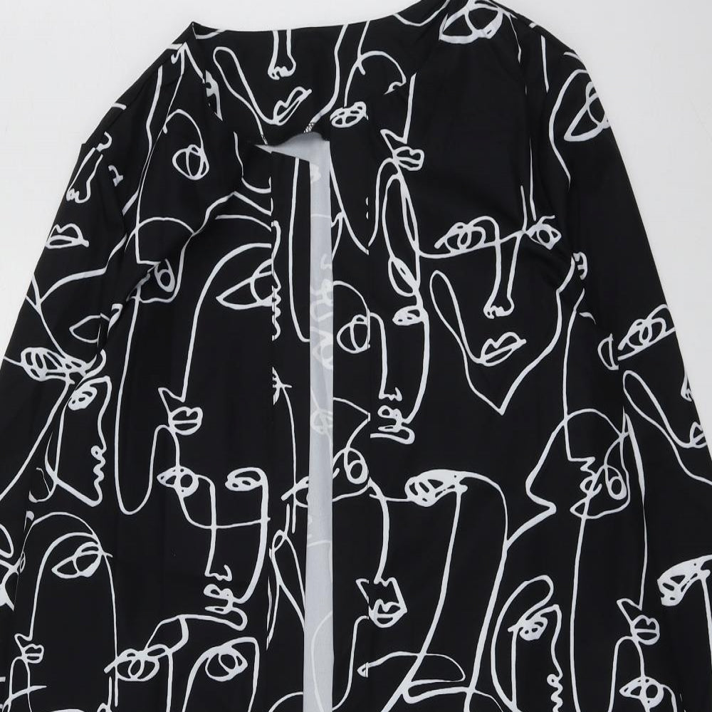 Emery Rose Womens Black Geometric  Jacket Blazer Size XL