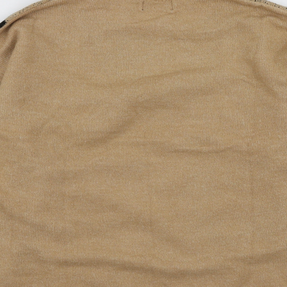 Wallis Womens Beige High Neck Animal Print Acrylic Pullover Jumper Size S