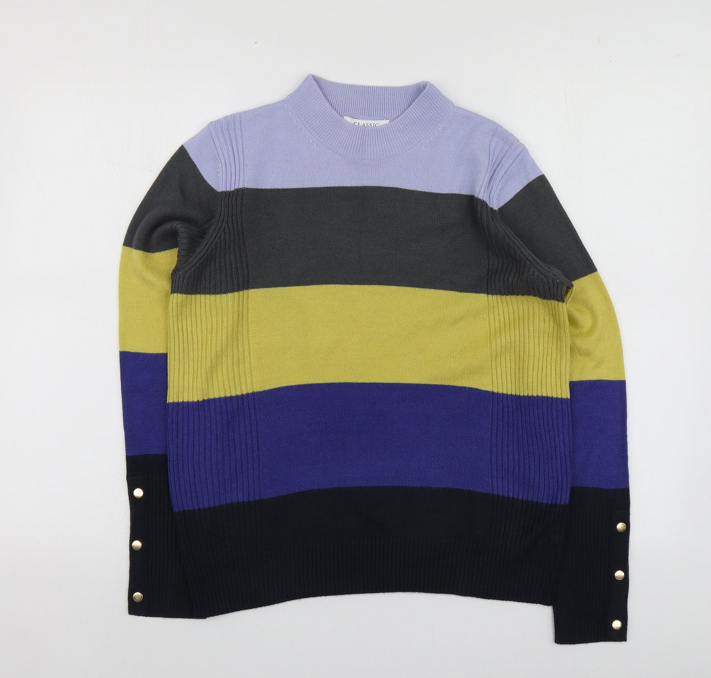 Classics Womens Multicoloured Round Neck Striped Acrylic Pullover Jumper Size 12