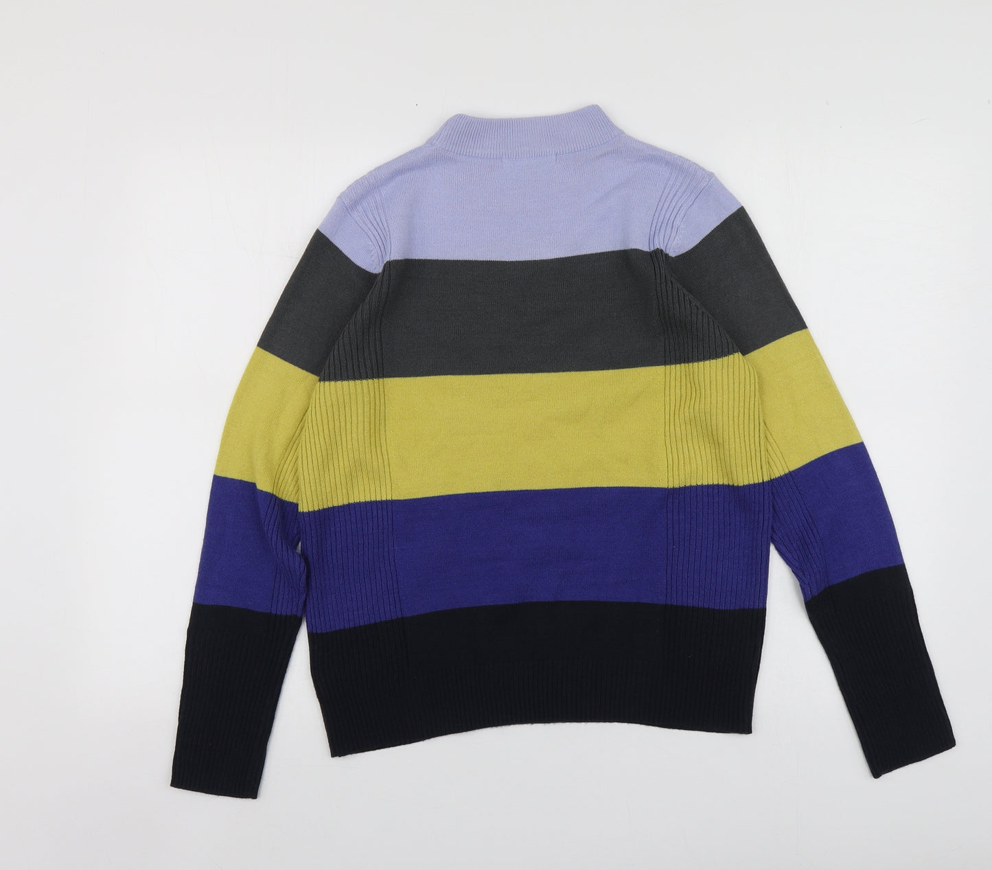 Classics Womens Multicoloured Round Neck Striped Acrylic Pullover Jumper Size 12