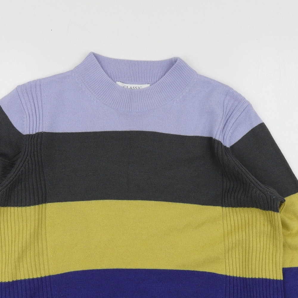 Classics Womens Multicoloured Round Neck Striped Acrylic Pullover Jumper Size 12