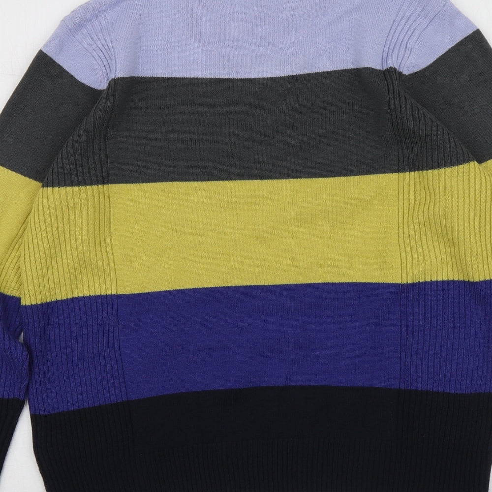 Classics Womens Multicoloured Round Neck Striped Acrylic Pullover Jumper Size 12