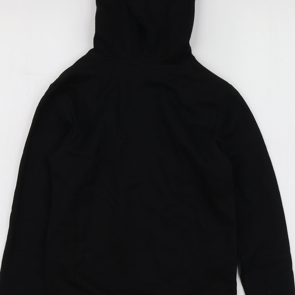 Disney Girls Black Geometric Cotton Pullover Hoodie Size 9-10 Years