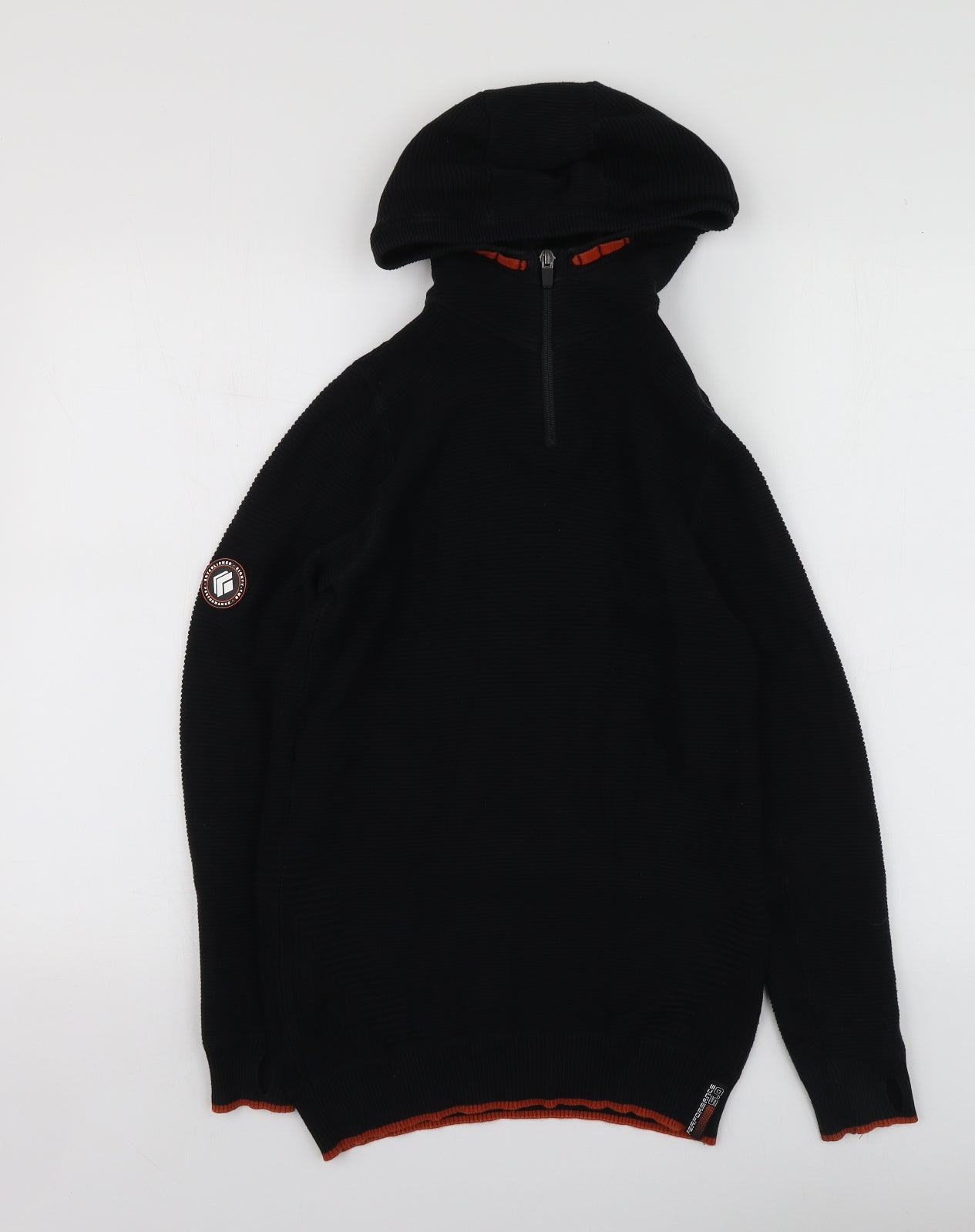 NEXT Boys Black High Neck Geometric Cotton Pullover Jumper Size 11 Years