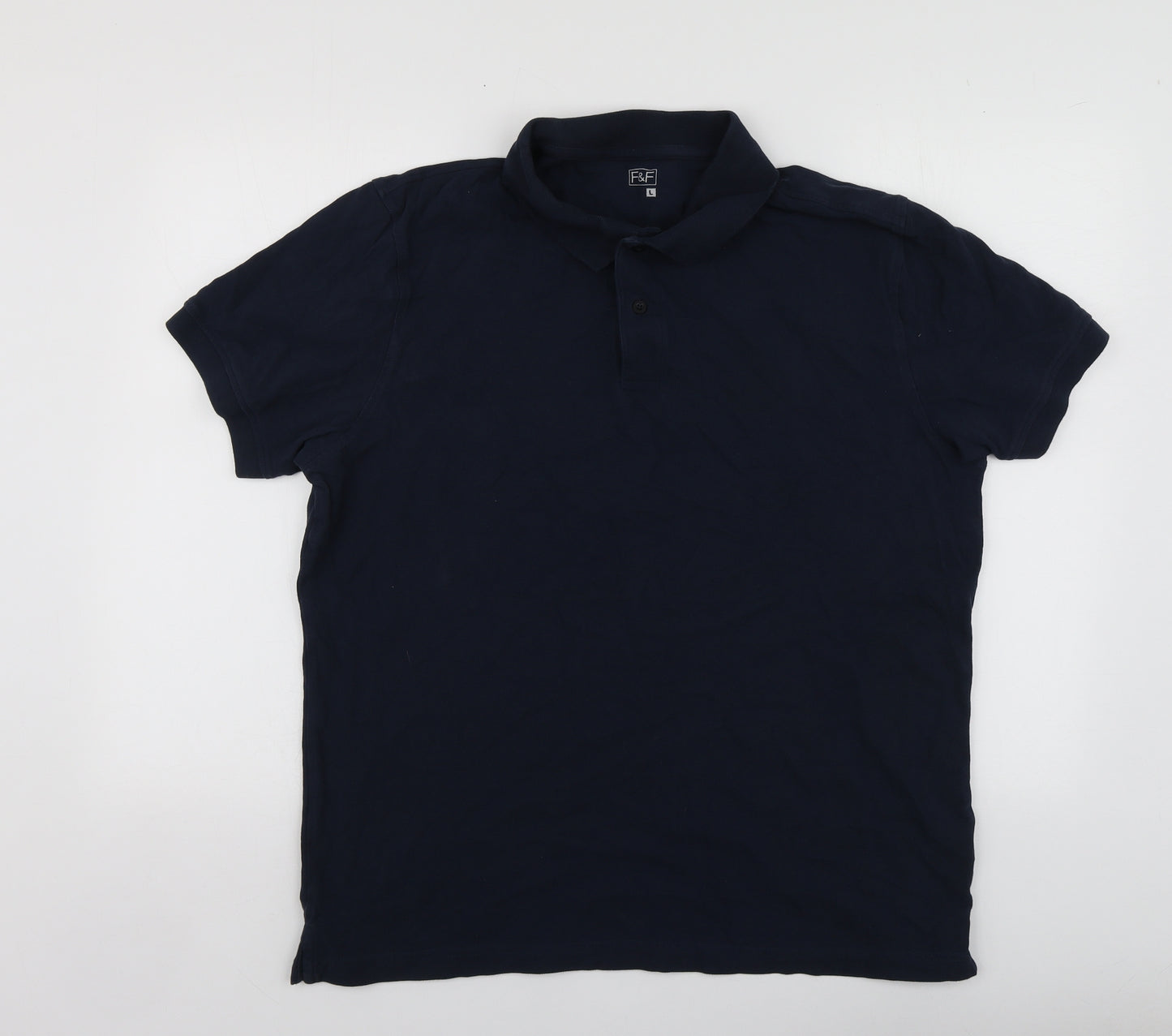 F&F Mens Blue  Cotton  Polo Size L Collared