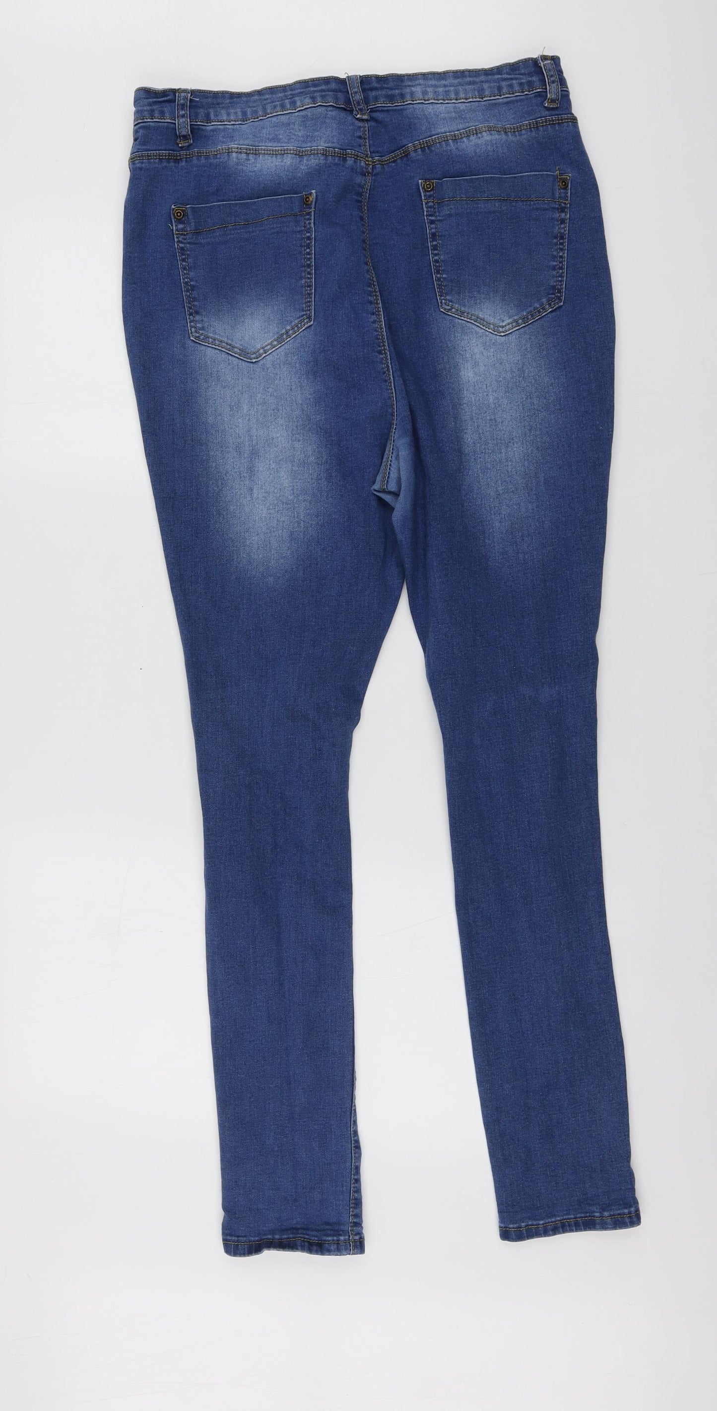 Boohoo Womens Blue  Cotton Skinny Jeans Size 16 L29 in Regular