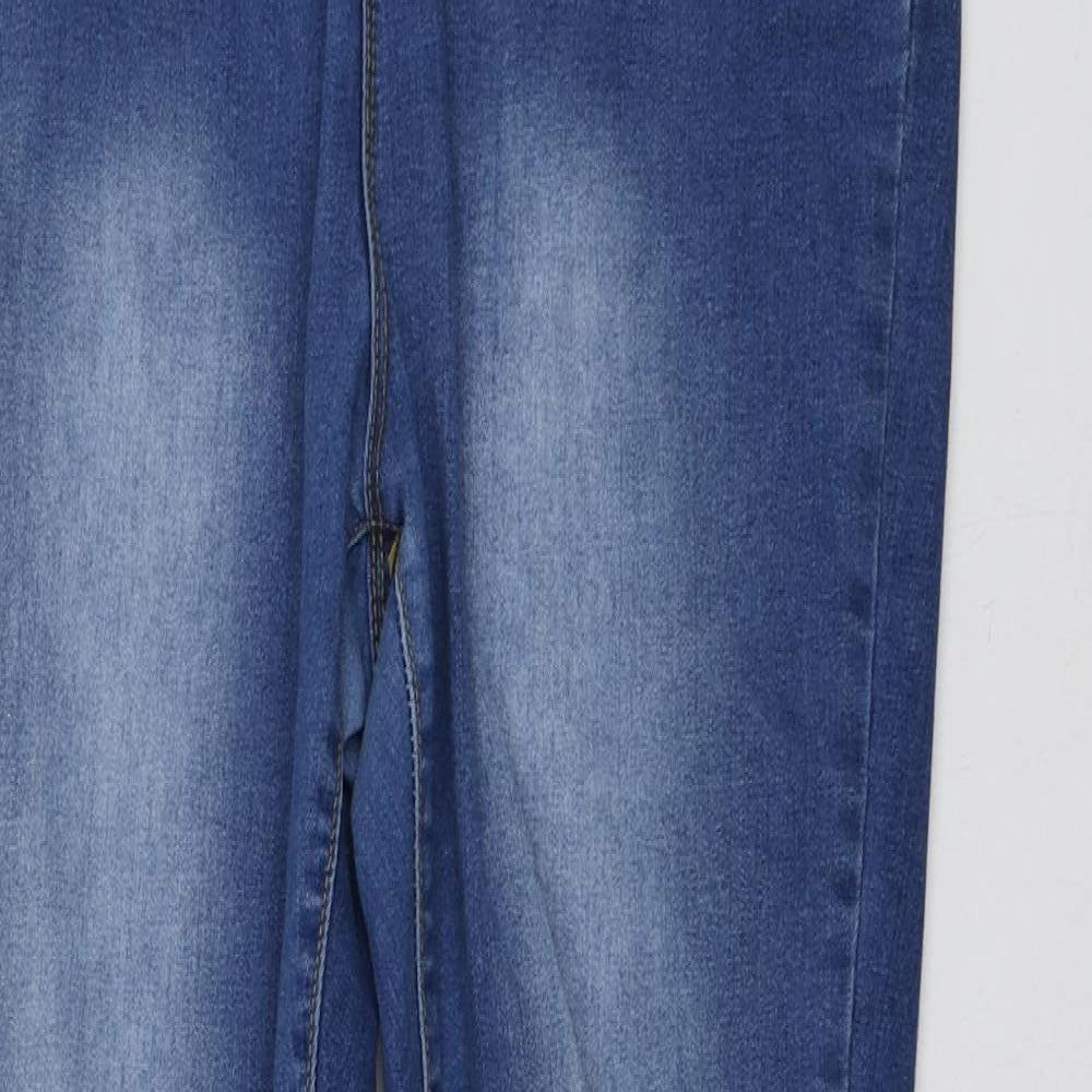 Boohoo Womens Blue  Cotton Skinny Jeans Size 16 L29 in Regular