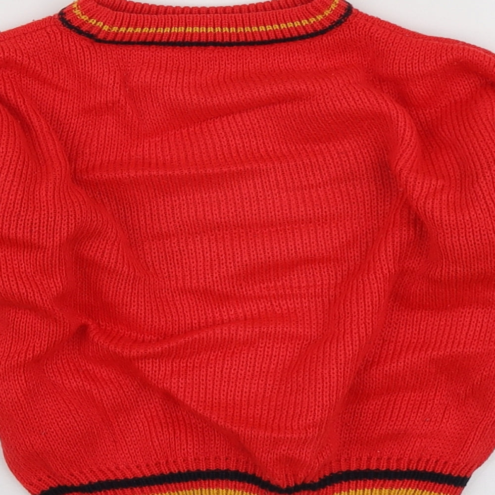 Dunnes Stores Boys Red Geometric Acrylic Pullover Jumper Size 18-24 Months   - Mickey Mouse