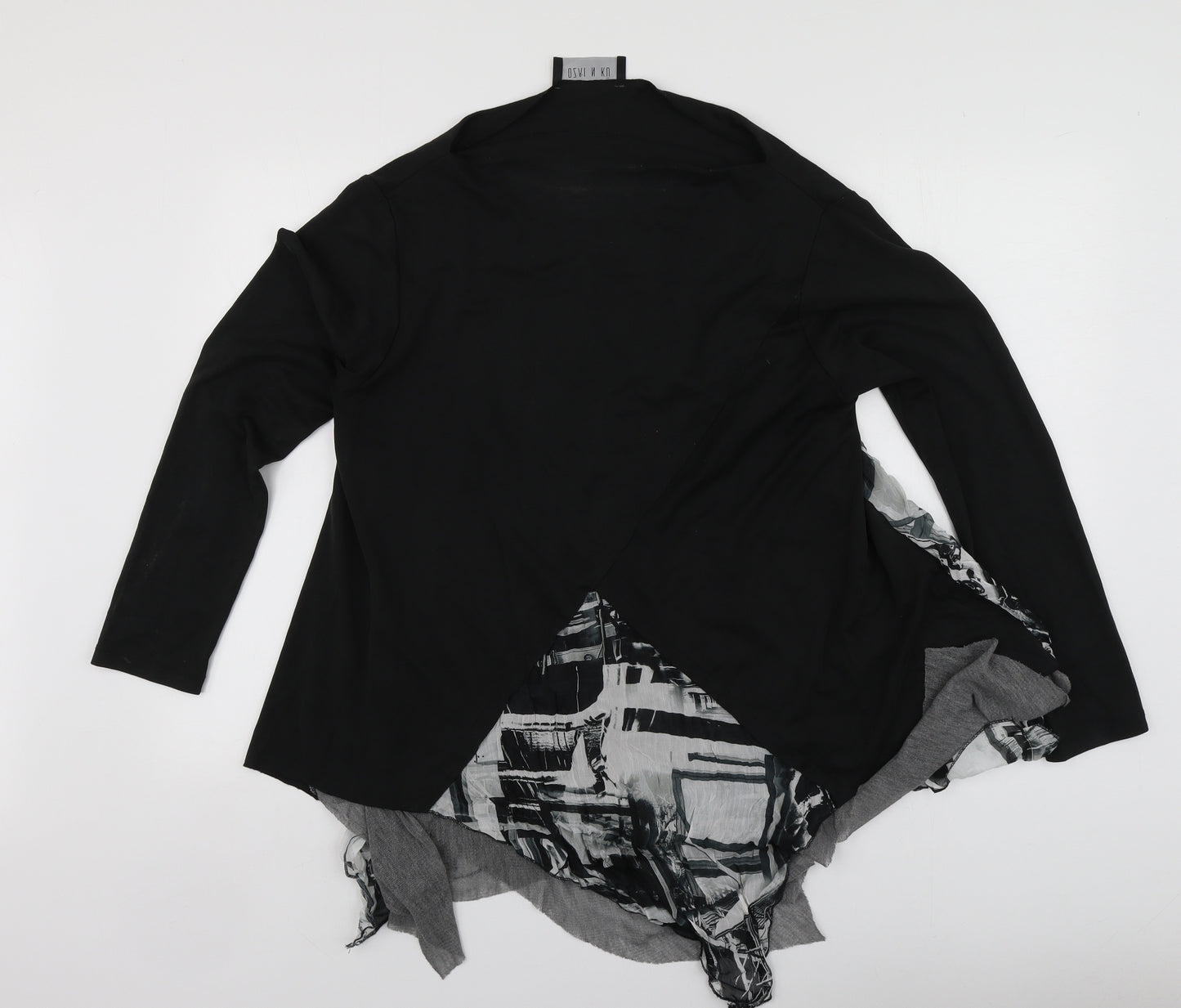 Ozai n Ku Womens Black Geometric Modal Basic Blouse One Size Round Neck