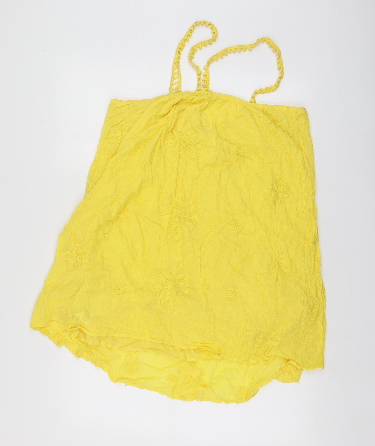 Zara Womens Yellow  Cotton Basic Blouse Size L Halter