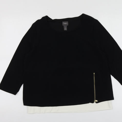 Trawelers Womens Black  Polyester Basic Blouse Size 6 Round Neck