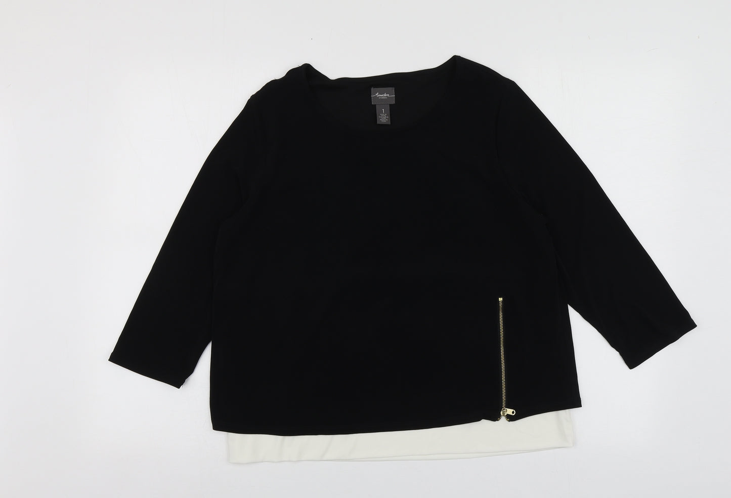 Trawelers Womens Black  Polyester Basic Blouse Size 6 Round Neck