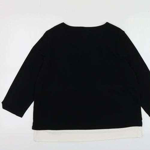 Trawelers Womens Black  Polyester Basic Blouse Size 6 Round Neck