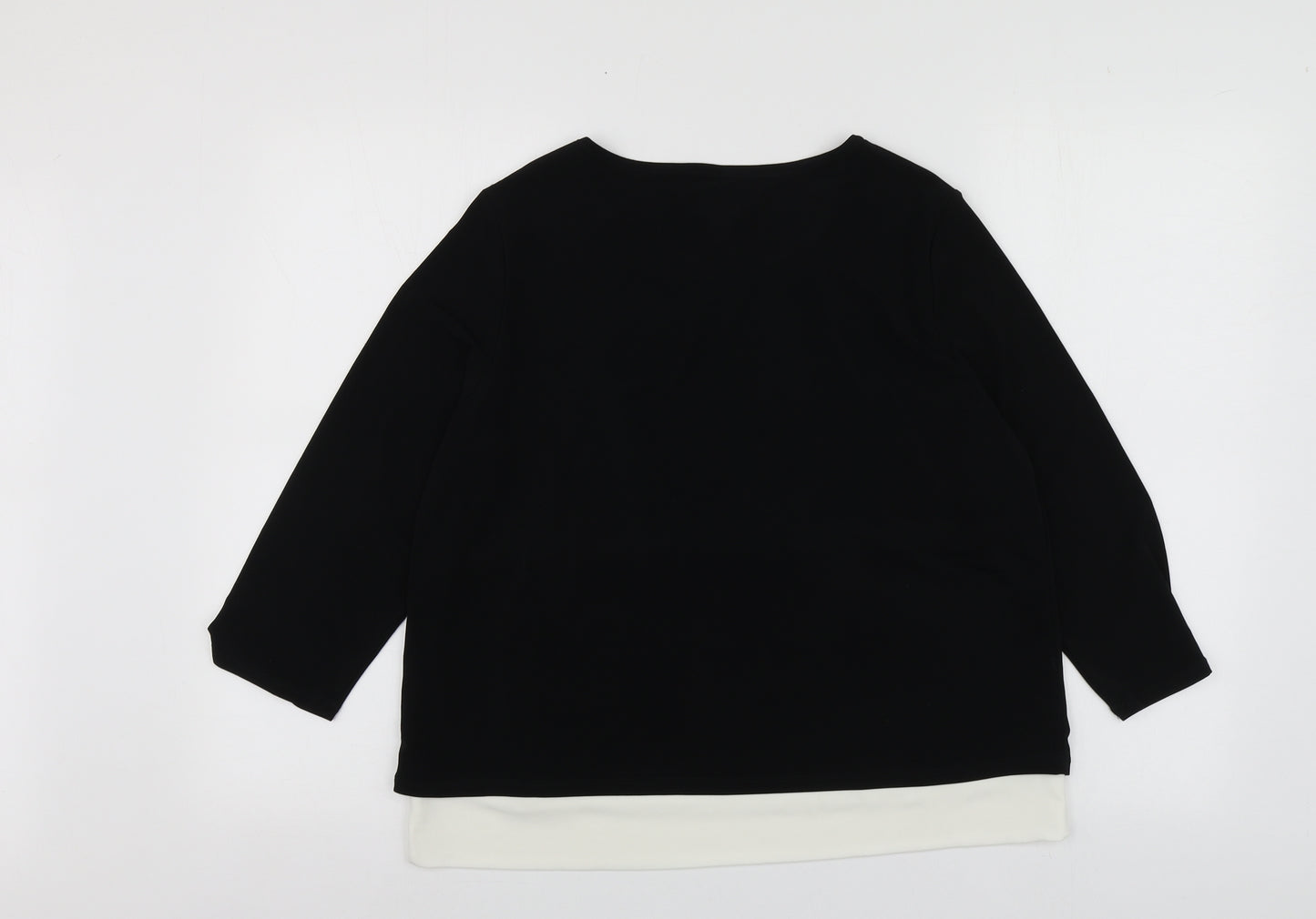 Trawelers Womens Black  Polyester Basic Blouse Size 6 Round Neck