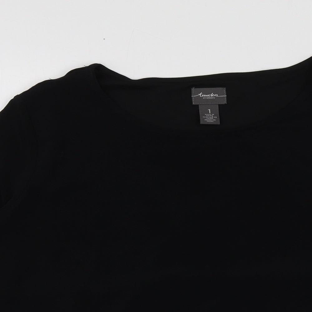 Trawelers Womens Black  Polyester Basic Blouse Size 6 Round Neck