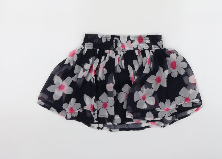 Young Dimension Girls Blue Floral Polyester Skater Skirt Size 3-4 Years Regular