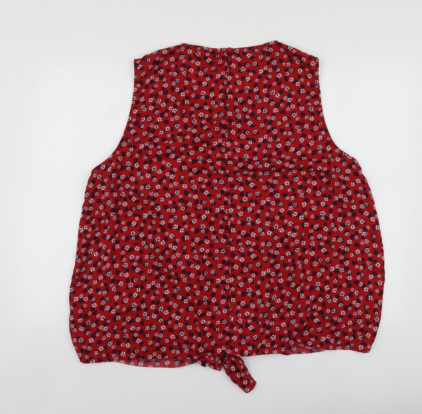 Bonmarché Womens Red Floral Polyester Basic Blouse Size 24 Round Neck