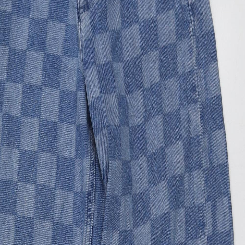Primark Girls Blue Check Cotton Boyfriend Jeans Size 10-11 Years  Regular