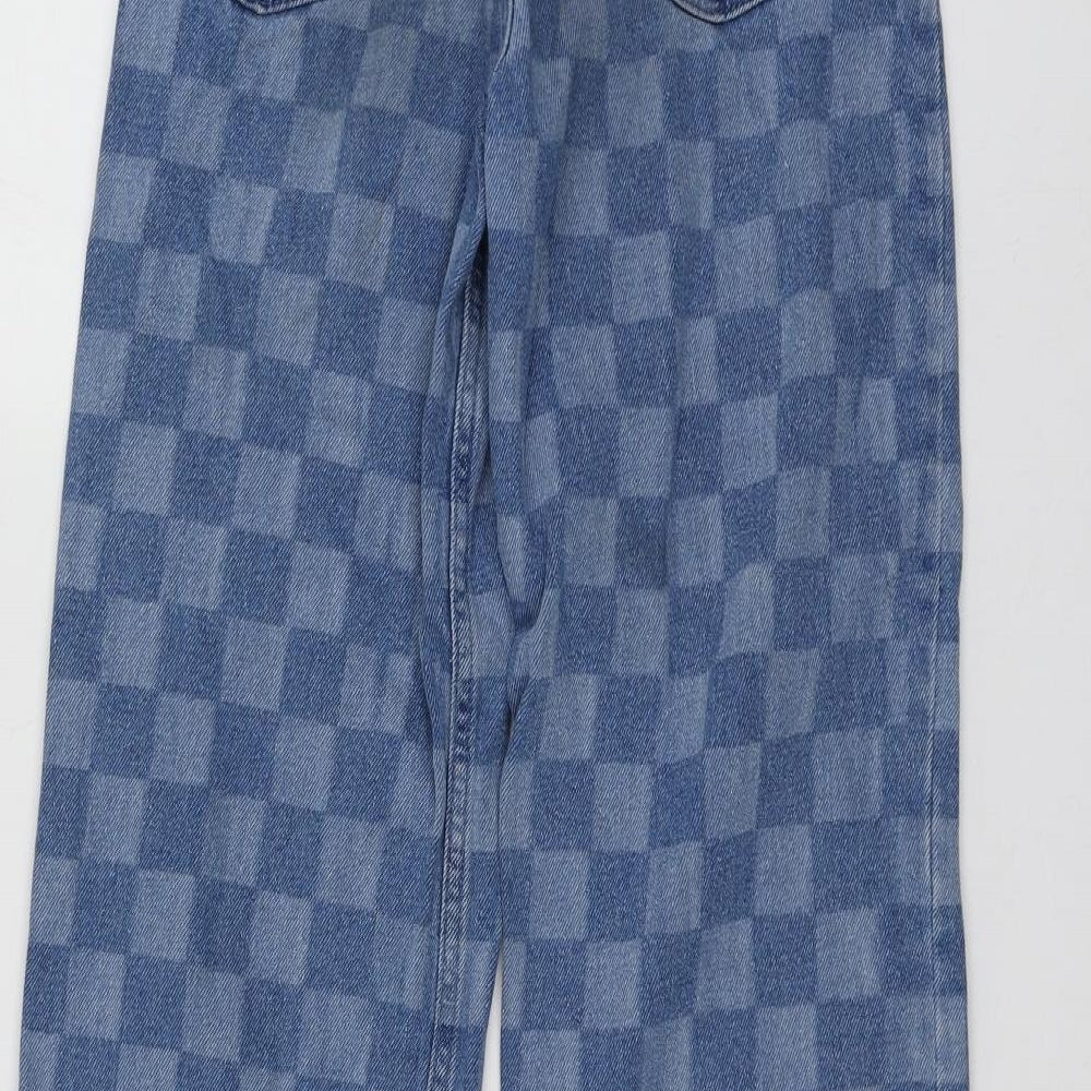 Primark Girls Blue Check Cotton Boyfriend Jeans Size 10-11 Years  Regular