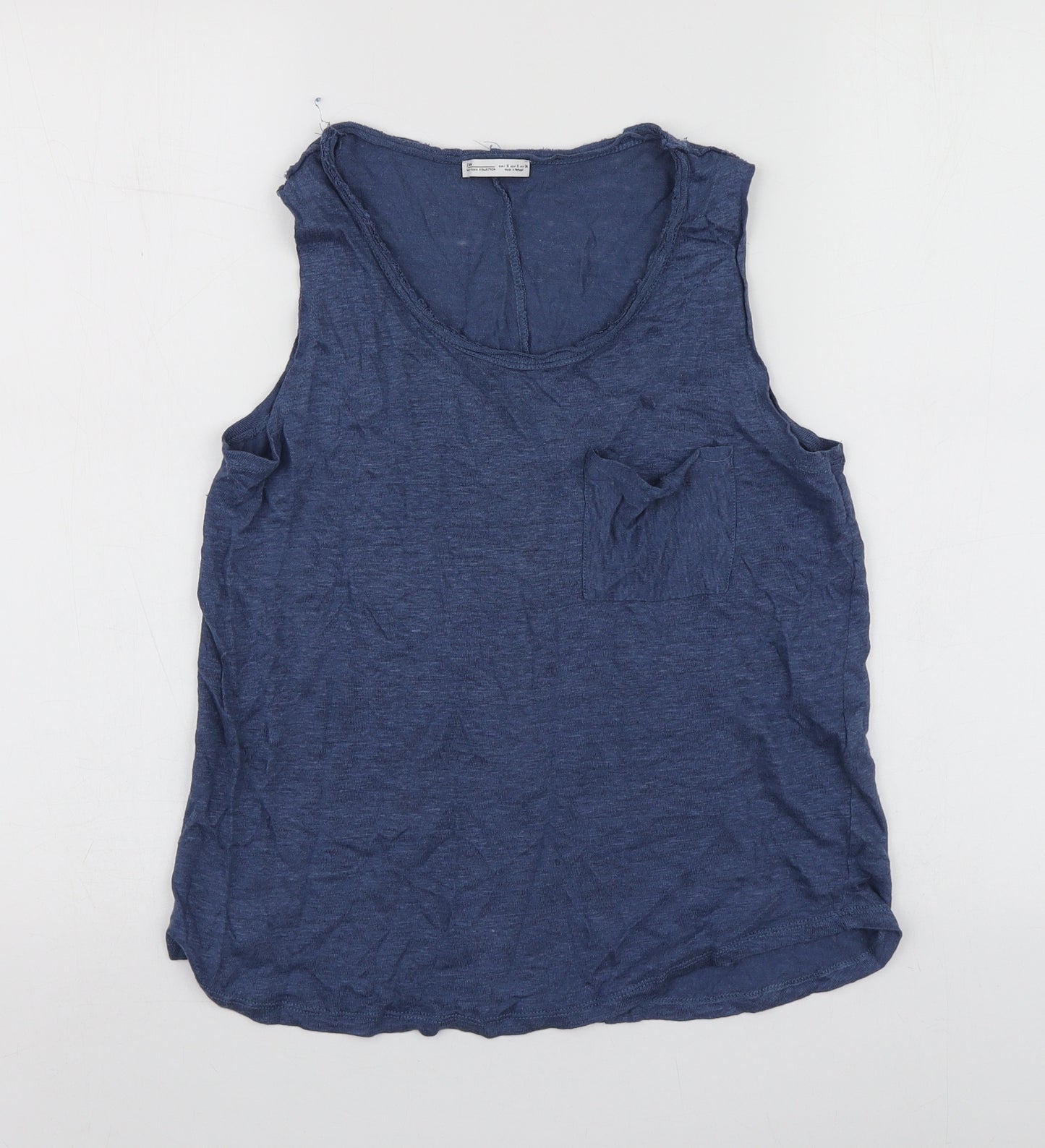 Zara Womens Blue  Cotton Basic T-Shirt Size S Round Neck