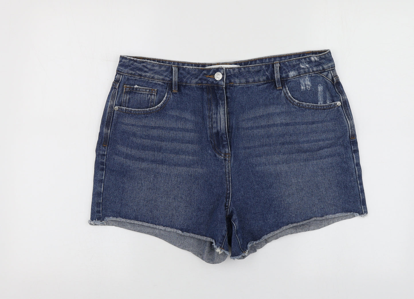 F&F Womens Blue  Cotton Cut-Off Shorts Size 14 L14 in Regular